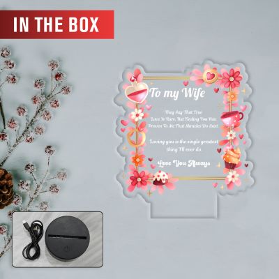 Acrylic Led Lamp Romantic Gift for Couples Warm White Light Gift Item for Wedding, Anniversary, Birthday & Valentine's Day (to My Wife Gift)